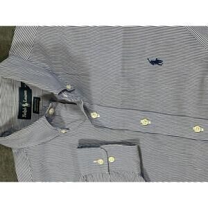 Ralph Lauren Yarmouth Button-Up Shirt- Size 16.5/34-35 Blue Stripe Pony Logo